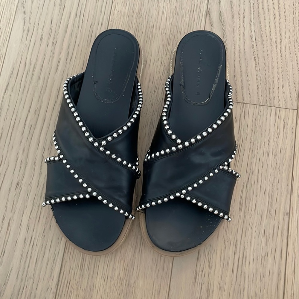 Zara Faux leather and hemp flip flops